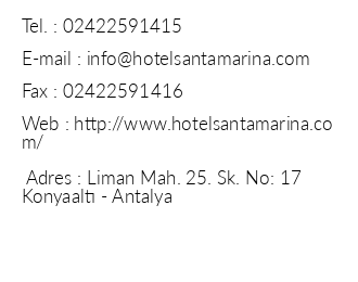 Santa Marina Hotel iletiim bilgileri